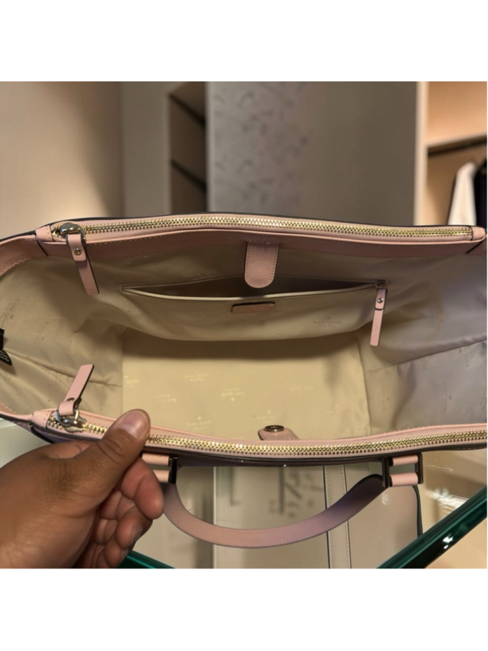$480 KATE SPADE Newbury Lane Briar Large Tote Pink Leather Zip Handbag EUC - Picture 8 of 14